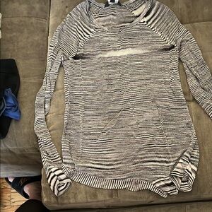 Rock & Republic Mesh Striped Long Sleeve Knit Top